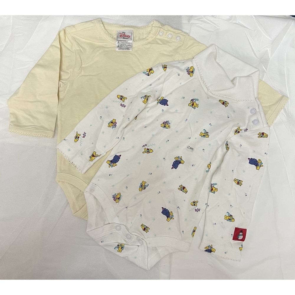 Vtg Disney Store Winnie The Pooh Reyore Bodysuit Y2K One Piece Turtleneck 12 Mos